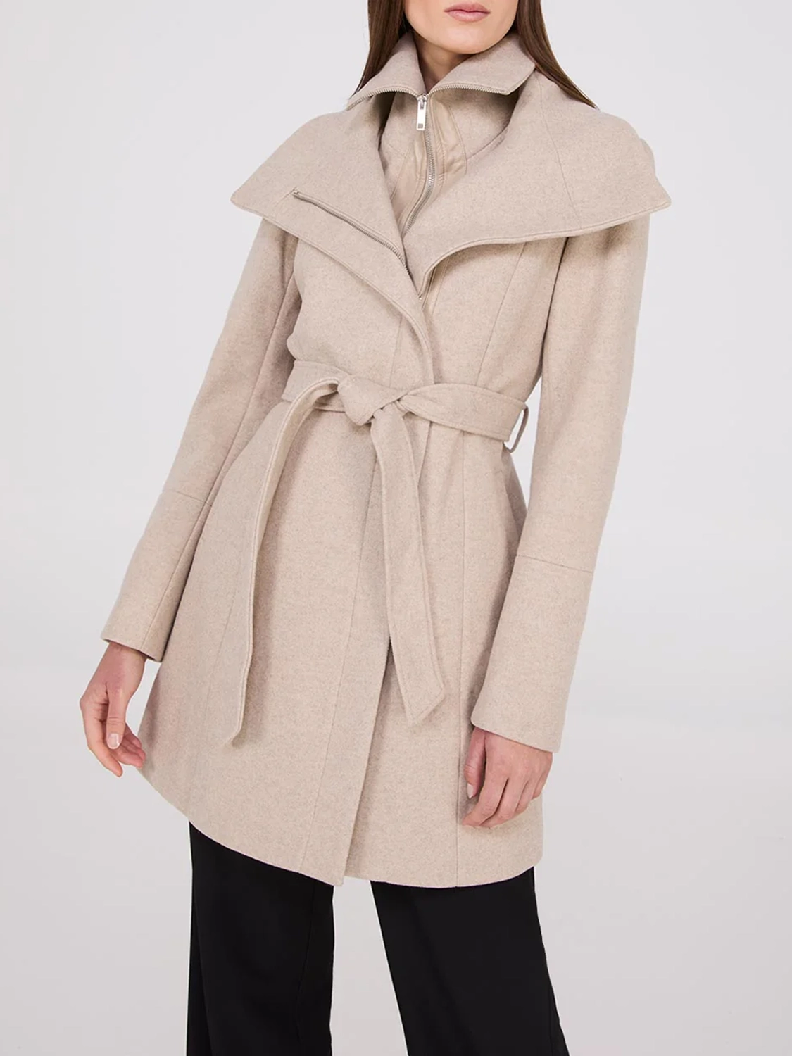 Wide Lapel Wrap Coat