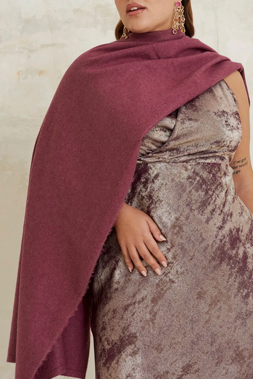 Plum Solid Color Mohair Shawl