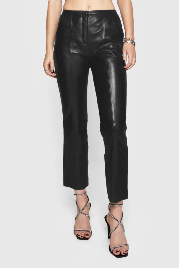 Casual Style Black Leather Pant