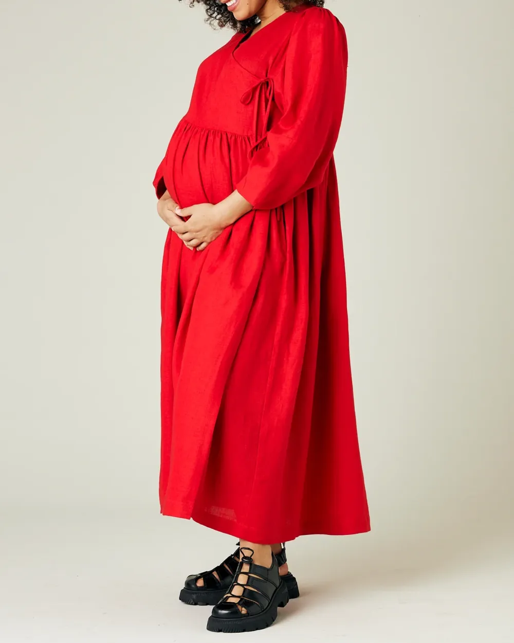 RED LINEN DRESS