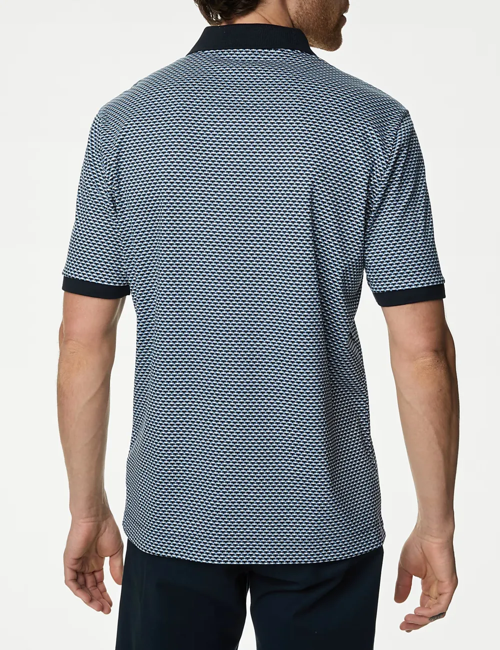 Pure Cotton Geometric Print Polo Shirt