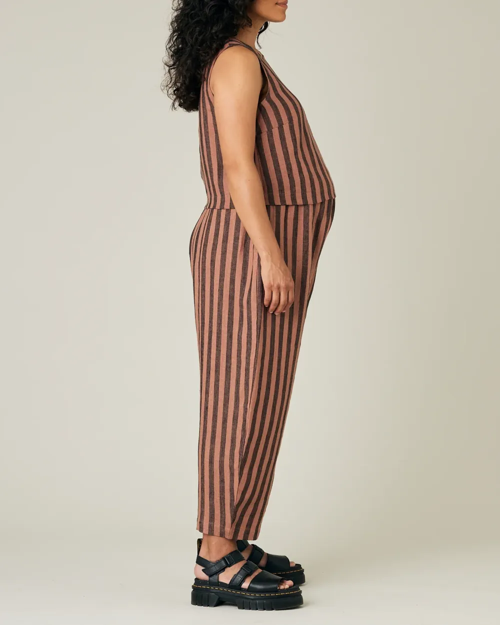 BISCUIT STRIPE LINEN TROUSERS