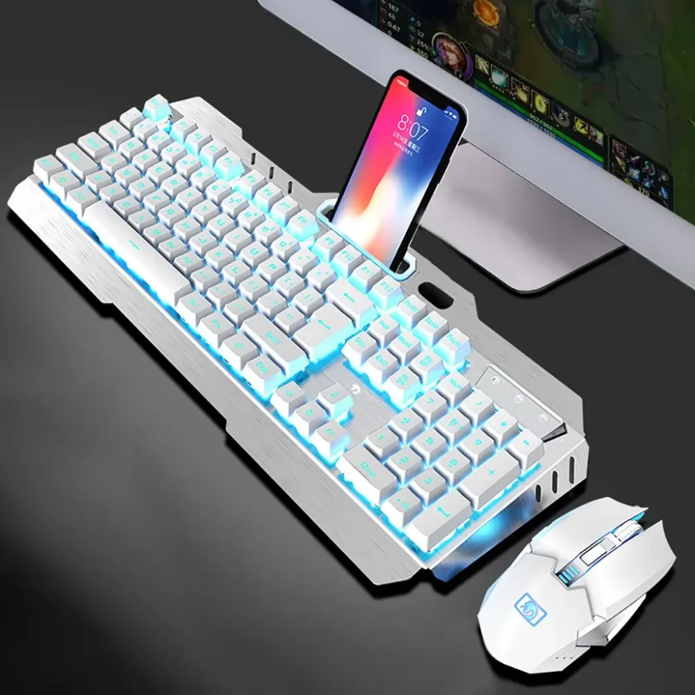 Rechargeable Wireless Mechanical Keyboard and Mouse Game Set Combo Standard Low Noise Desktop Office Entertainment Laptop Silent