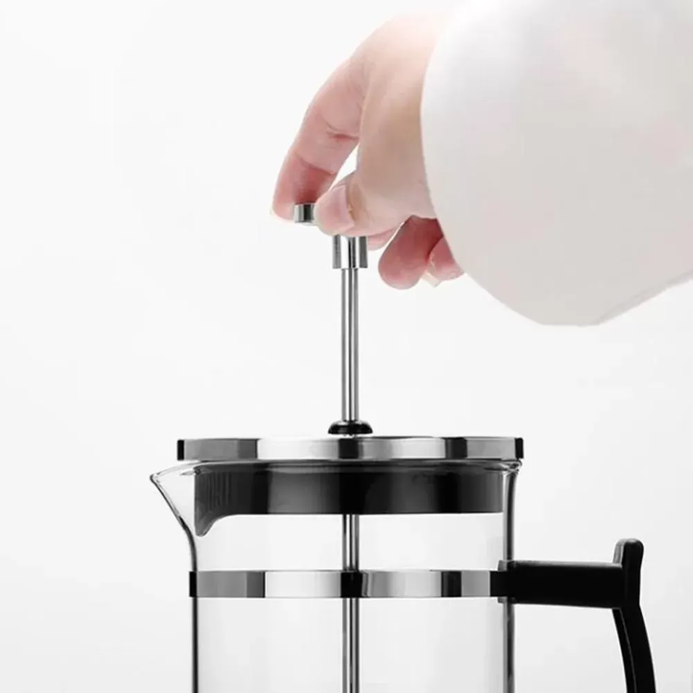 Stainless Steel Glass Teapot Cafetiere French Coffee Tea Percolator Filter Press Plunger 350ml 600ml Manual Coffee Espresso Maker Pot