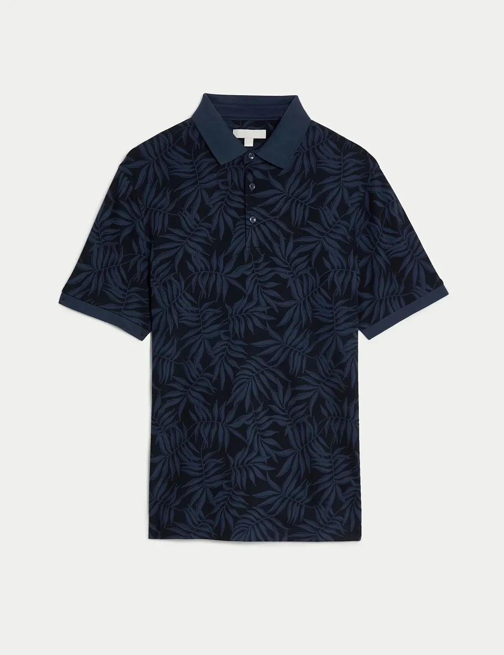 Pure Cotton Leaf Print Polo Shirt