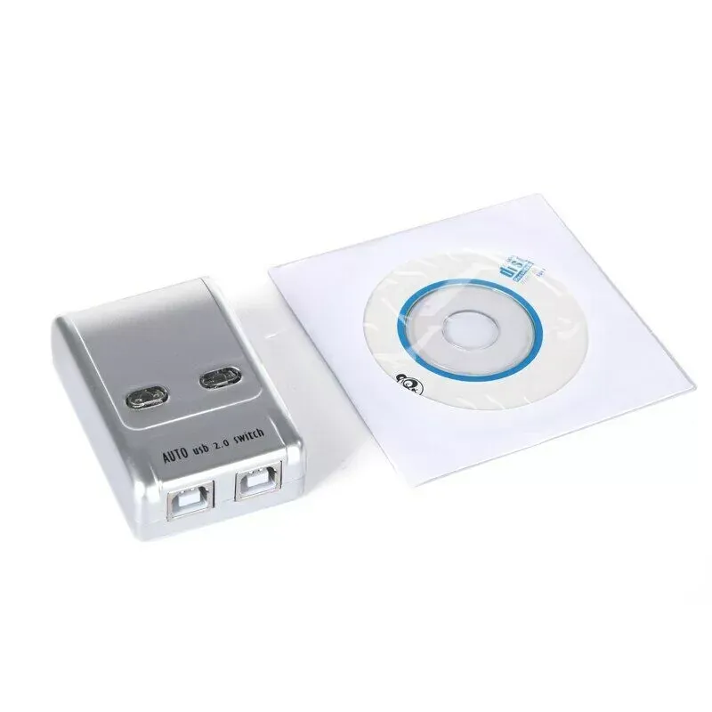 U02S 2 Port Auto USB 2.0 Selector Switch Printer Flash Driver Mouse Sharing Switcher Hotkey Software Control