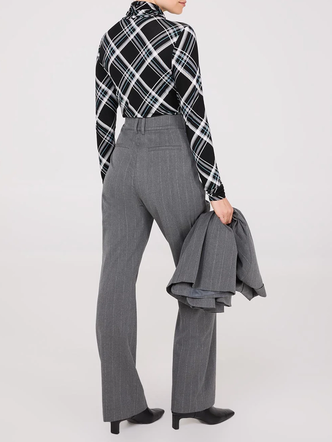 Pinstripe Wide-Leg Pants