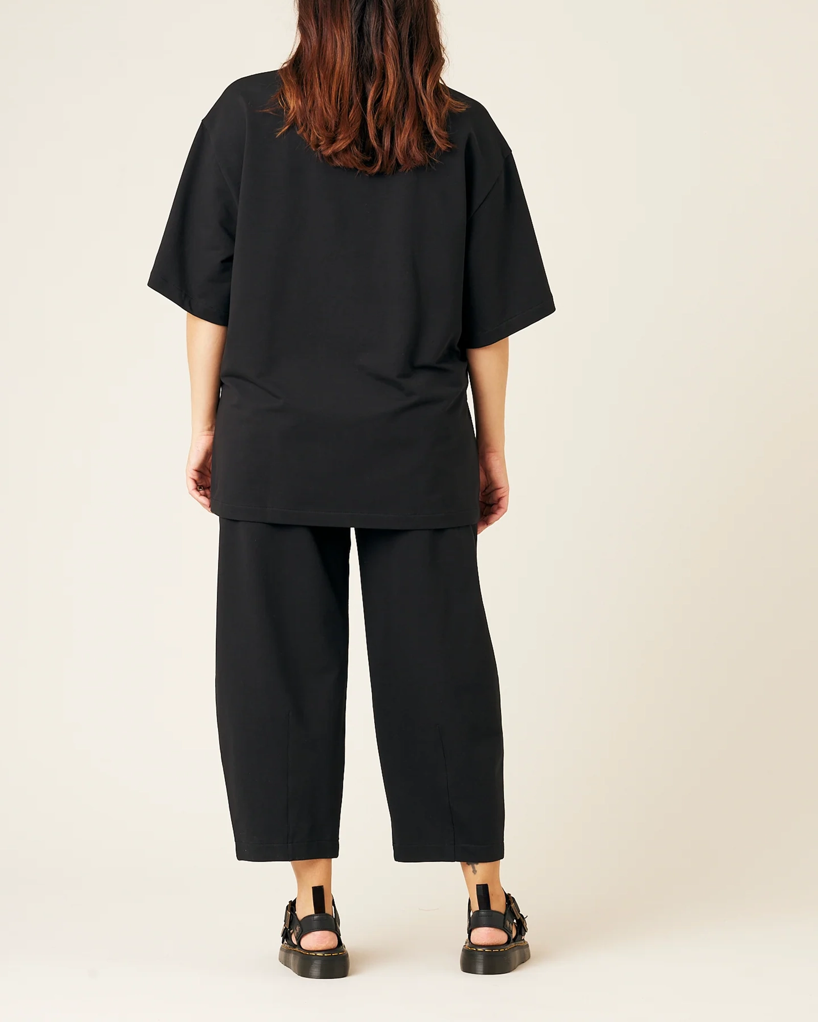 BLACK COTTON JERSEY TROUSERS