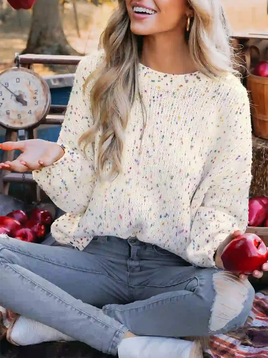 Rainbow Pom Pom Drop Sleeve Sweater