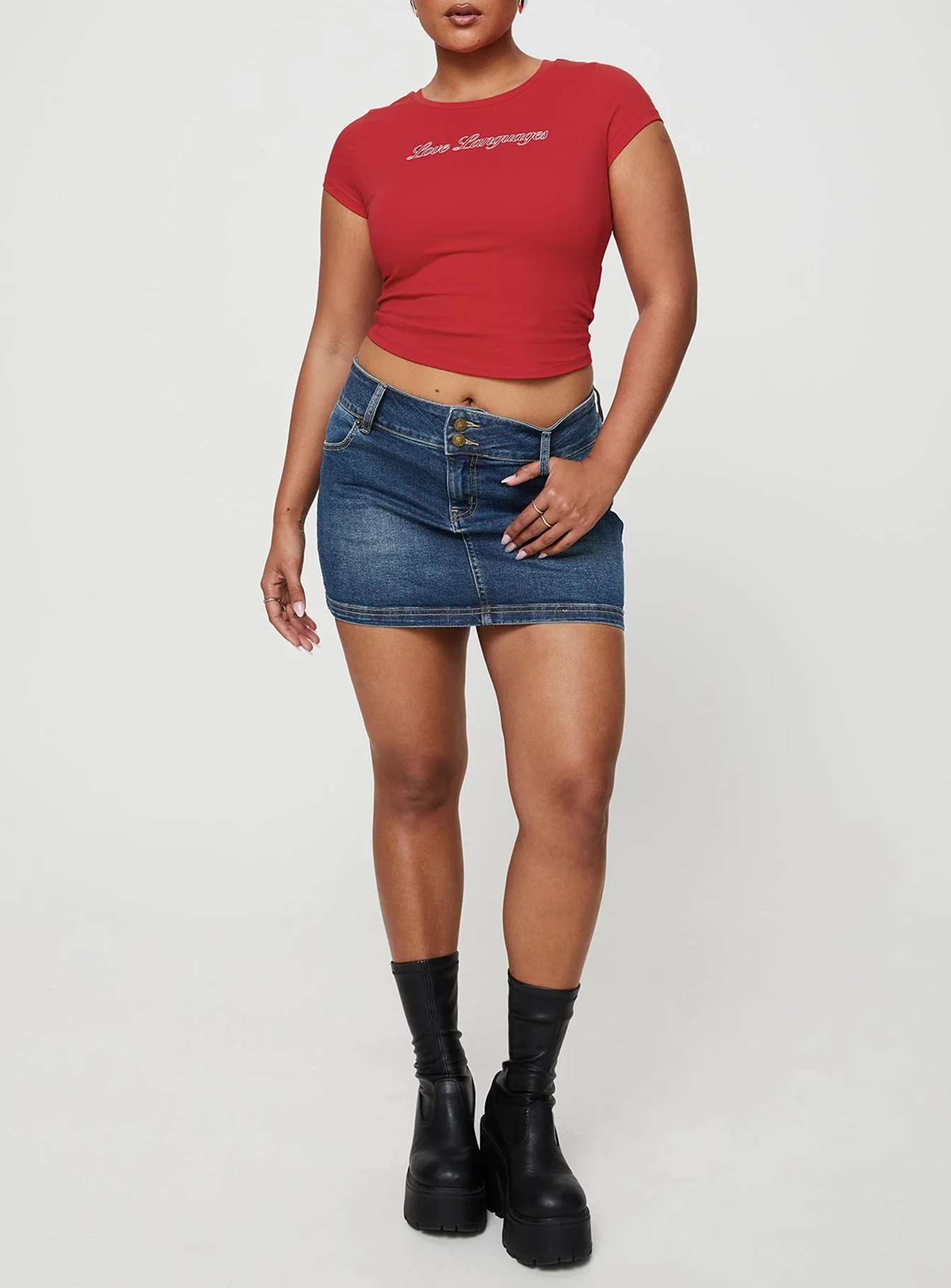 Faya Low Rise Denim Mini Skirt