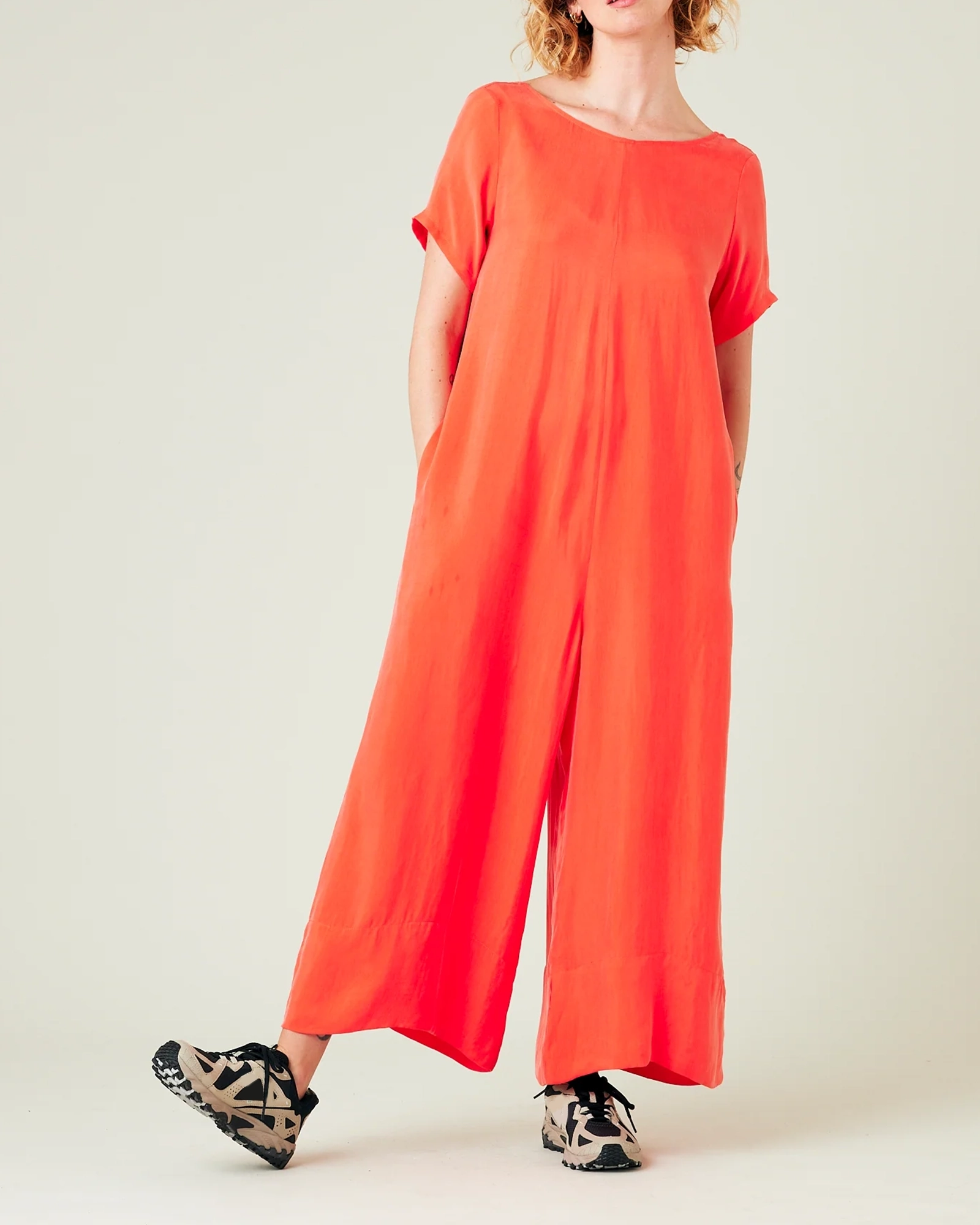 CELINE CORAL CUPRO JUMPSUIT