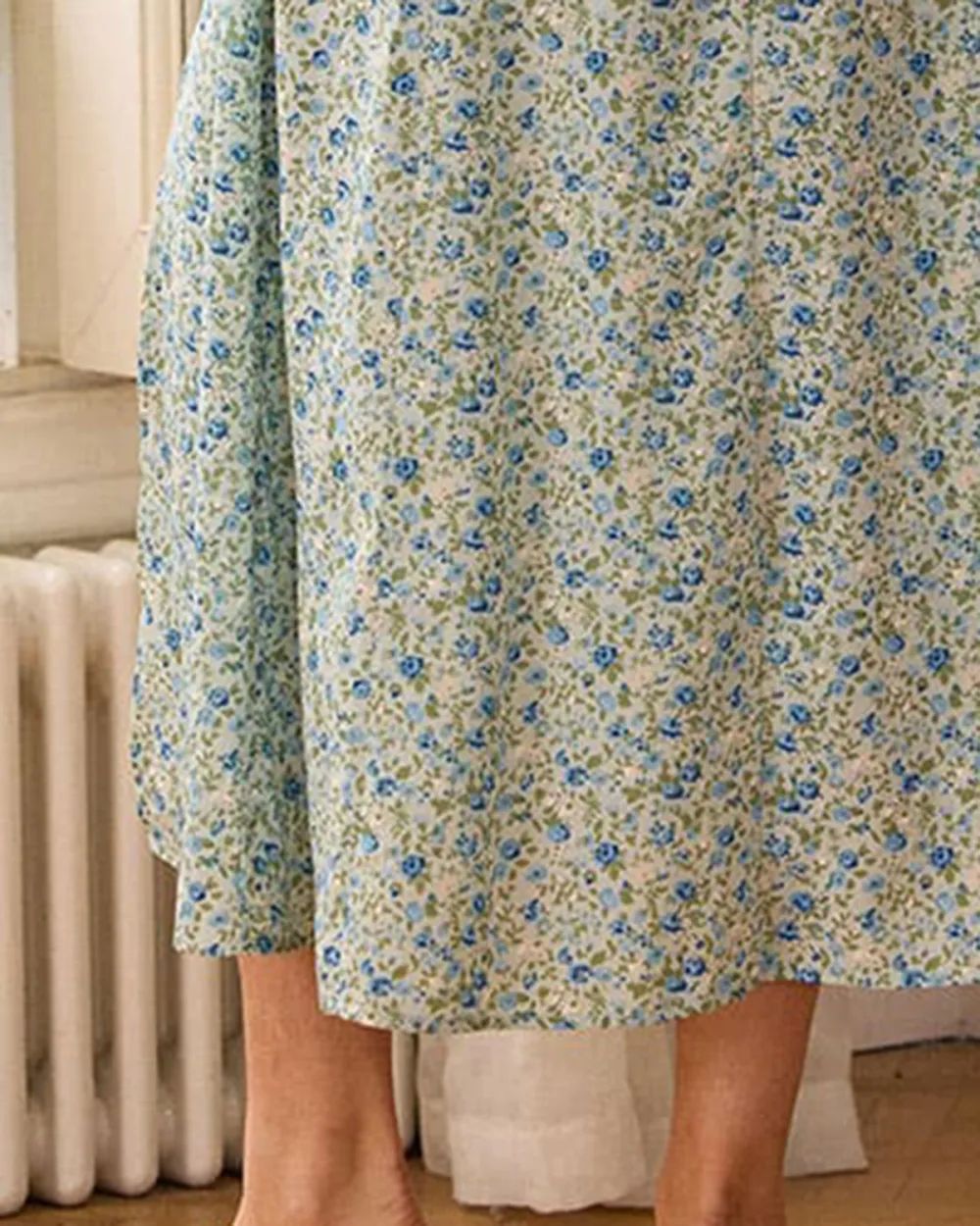 Long square neck floral dress