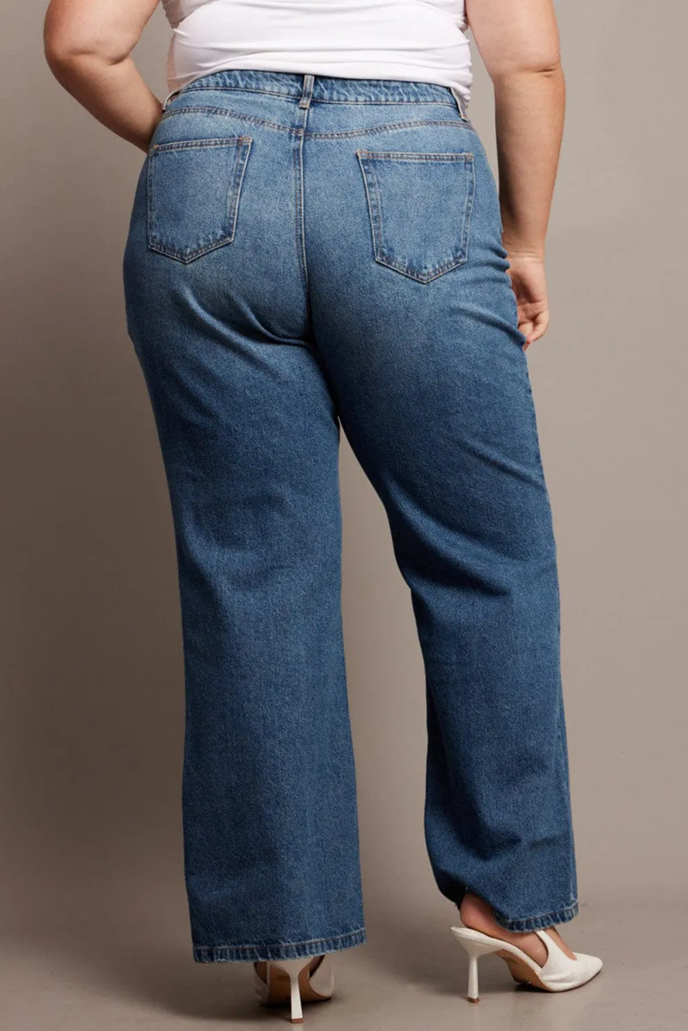 Denim Wide Leg Jeans High Rise