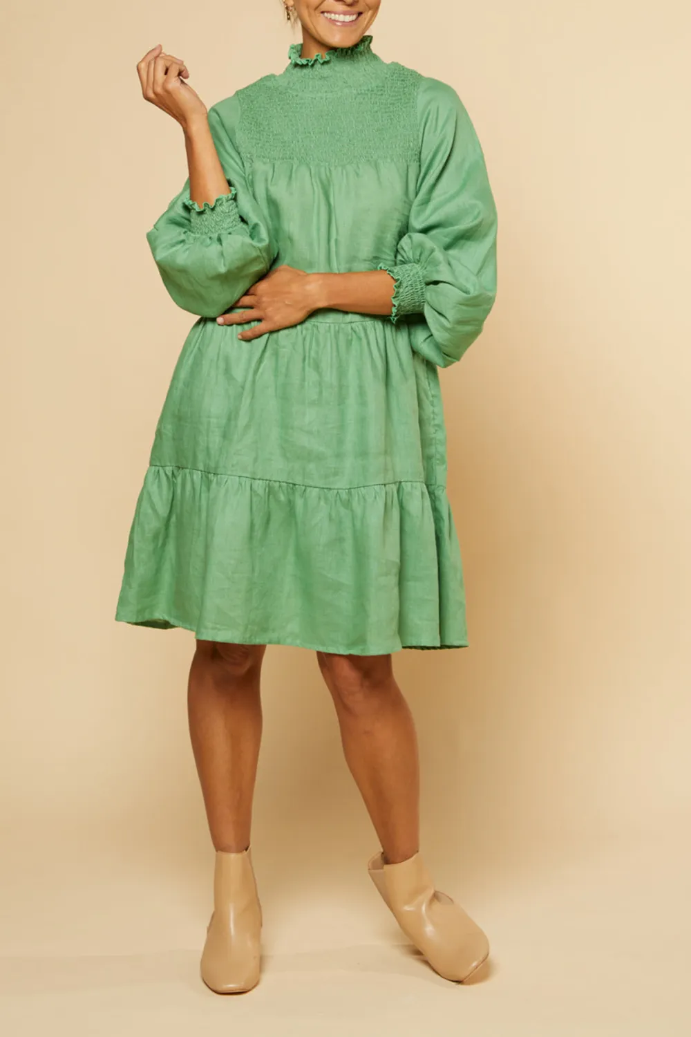 Lakey Long Sleeve Dress in Jadesheen