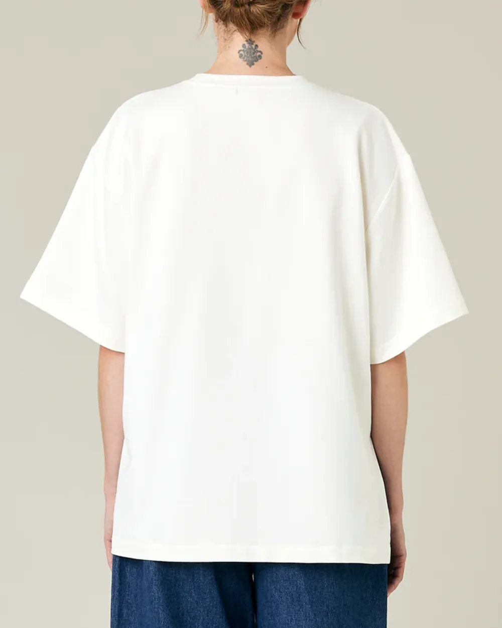 WHITE COTTON JERSEY SHORT DROP SLEEVE TOP