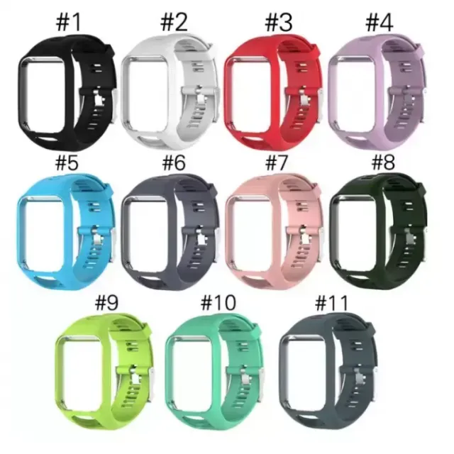 11 Color Silicone Watchband Frame Replacement Watch Strap for TomTom Runner 2/ Runner 3/Spark/Spark 3/ Golfer 2/Adventurer