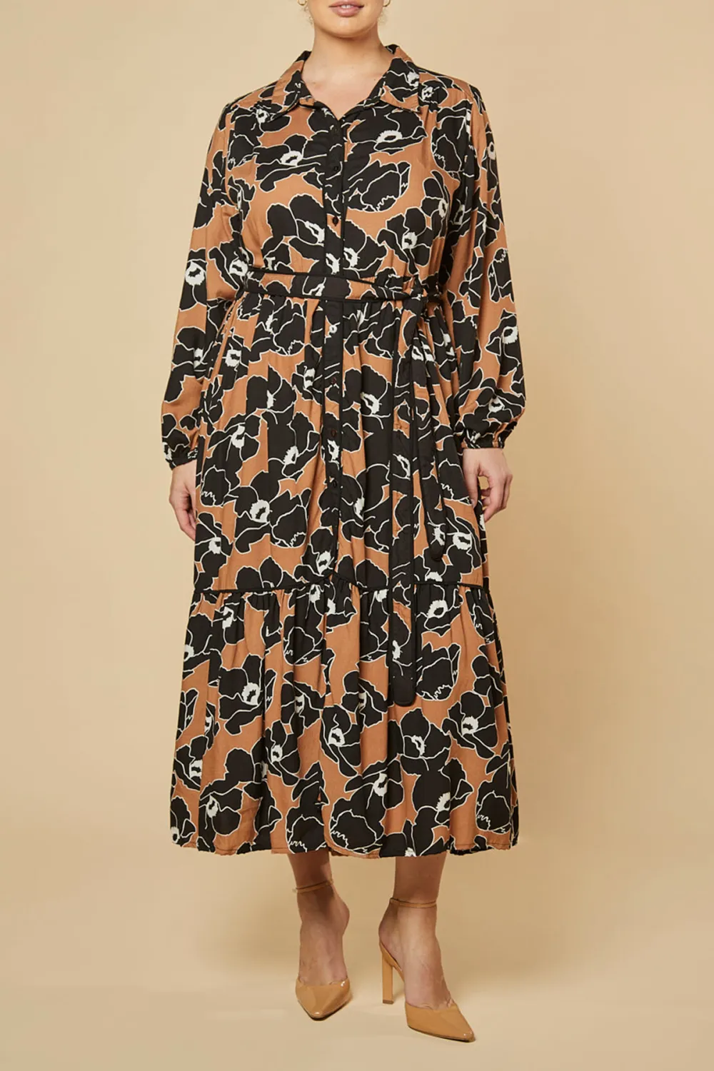 Ginette Billow Sleeve Maxi Dress in Autumn Lily