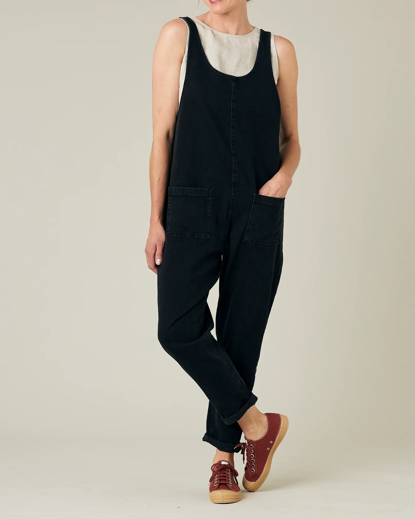 BLACK DENIM JUMPSUIT