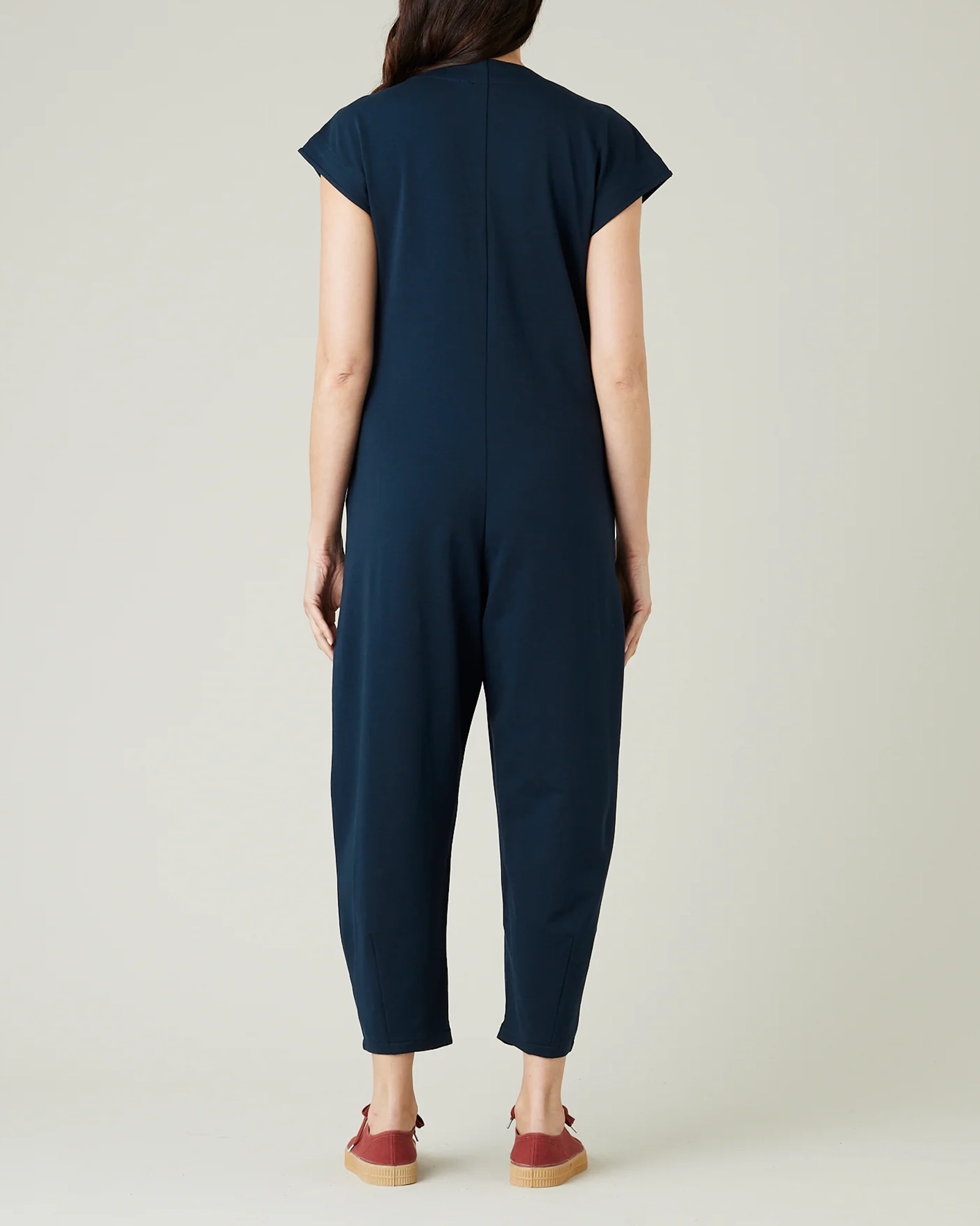 NAVY COTTON JERSEY JUMPSUIT