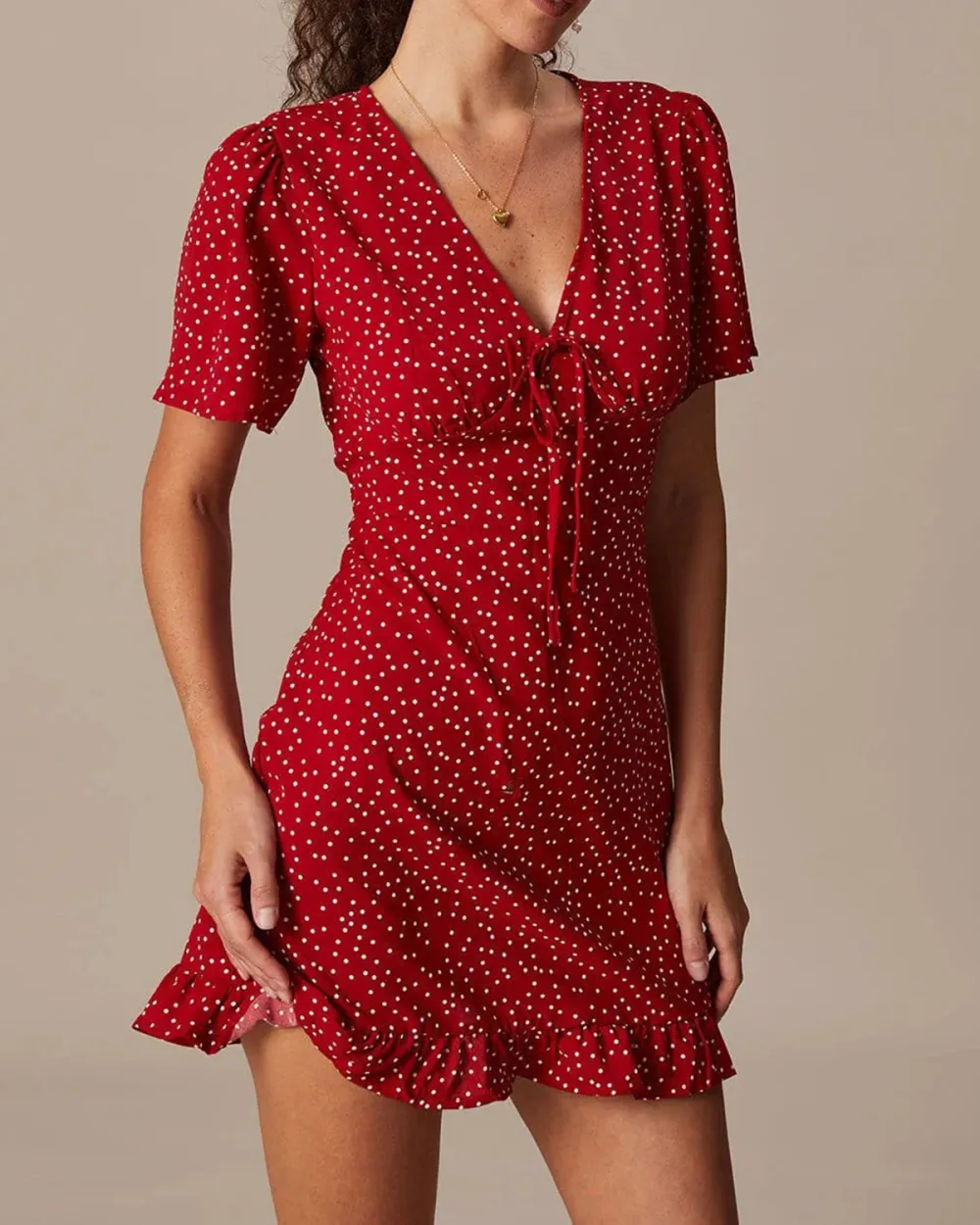 Red Resort Puff Sleeve Dress