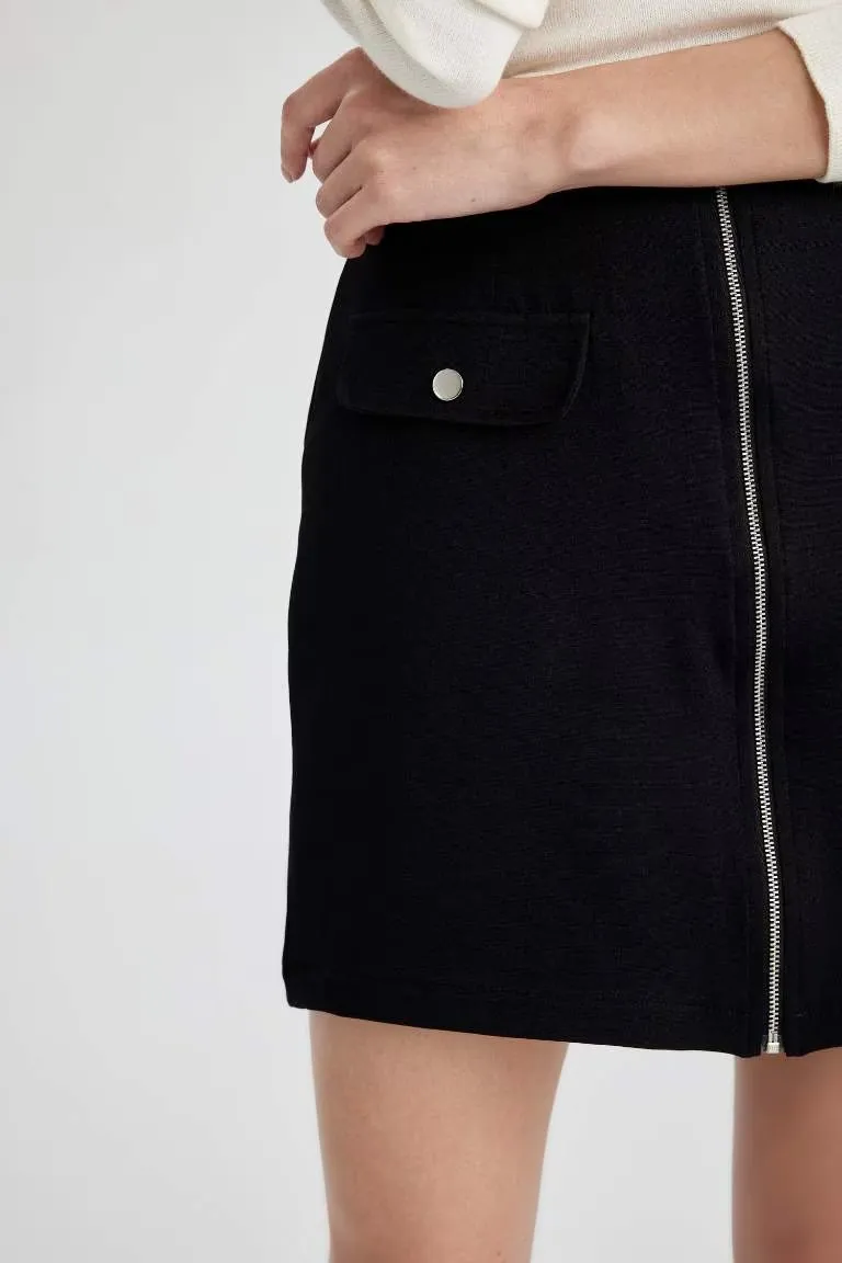 A-Line Normal Waist Lined Mini Skirt