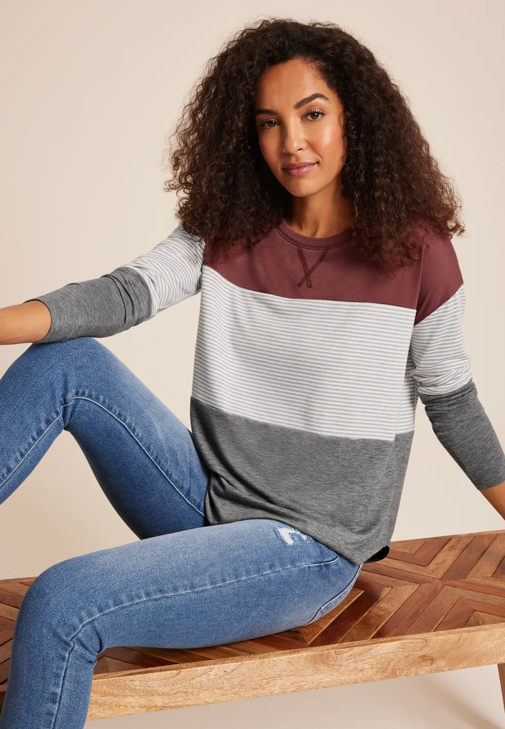 24/7 Clara Colorblock Long Sleeve Tee