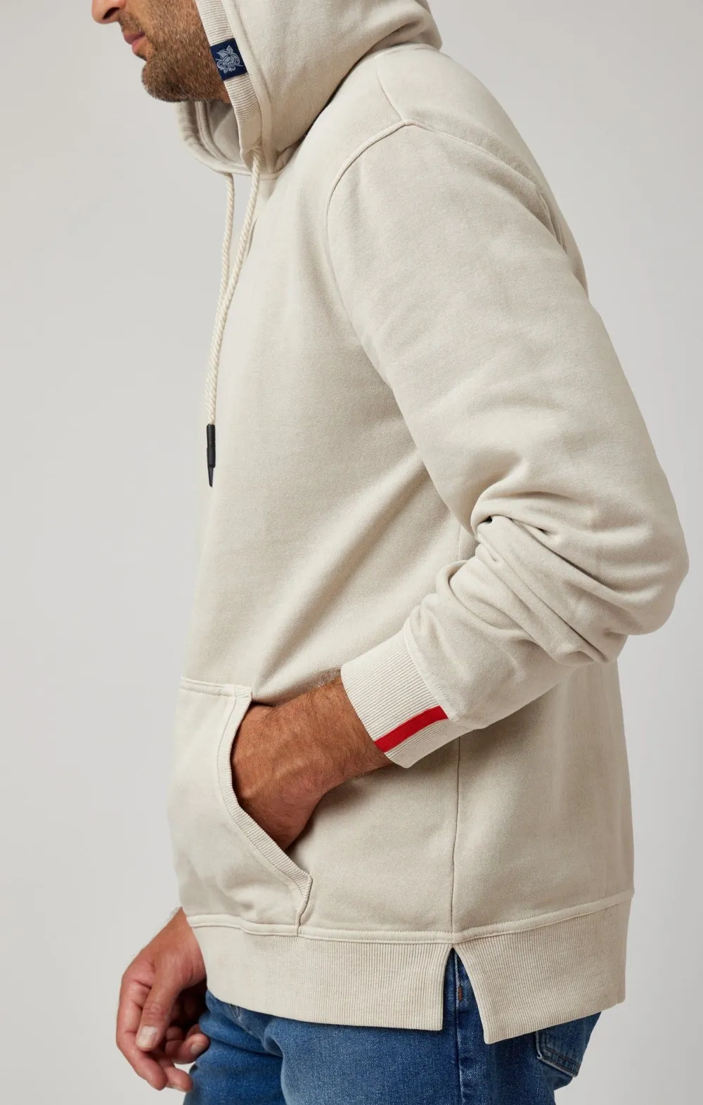 Taupe Solid Garment Washed Hoodie