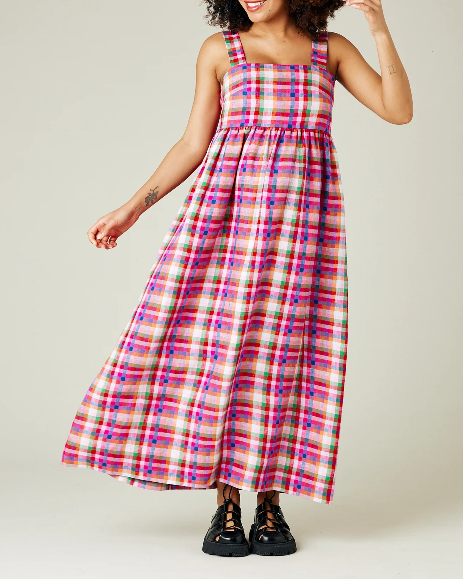 SONNY CHECK LINEN DRESS