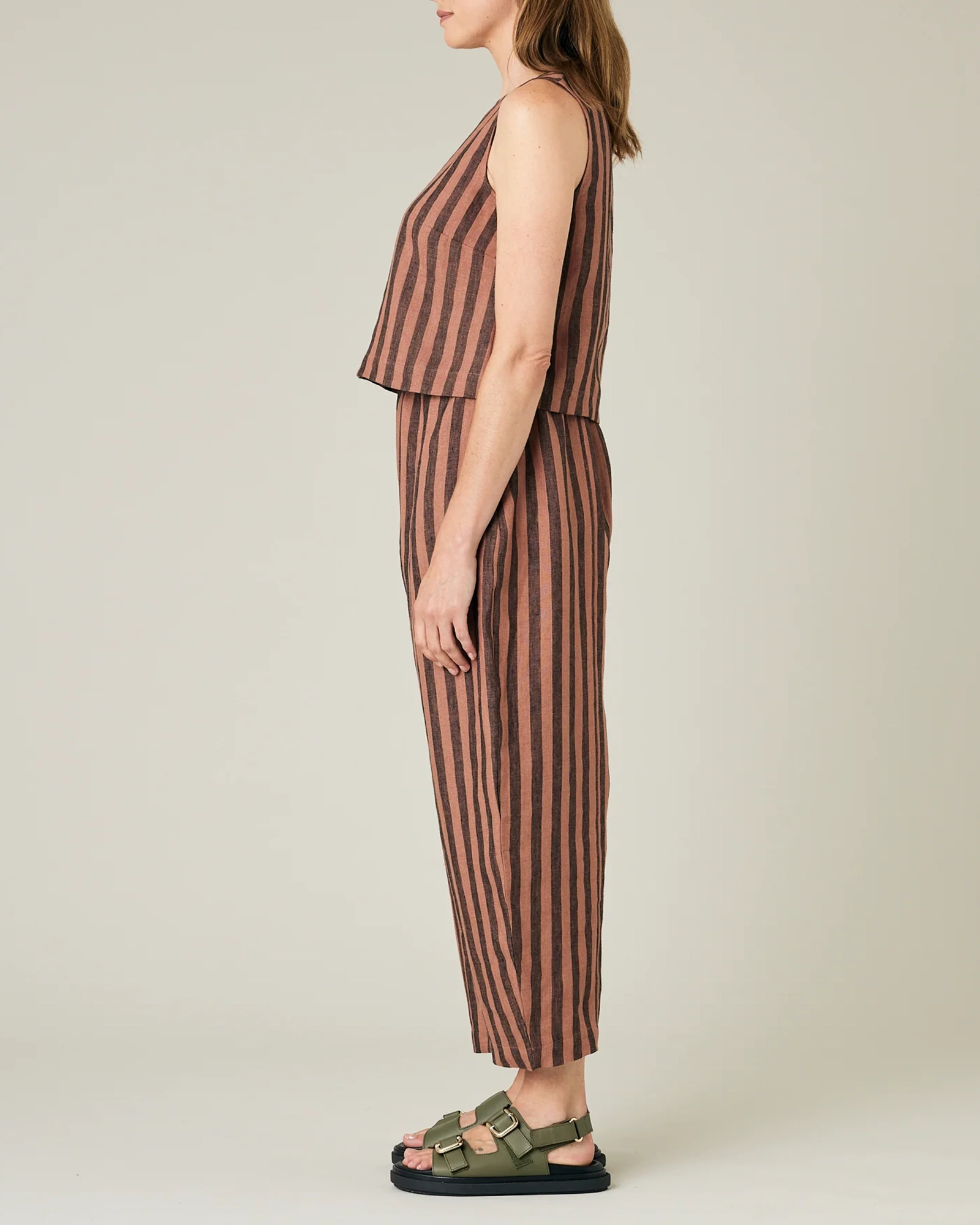 BISCUIT STRIPE LINEN TROUSERS