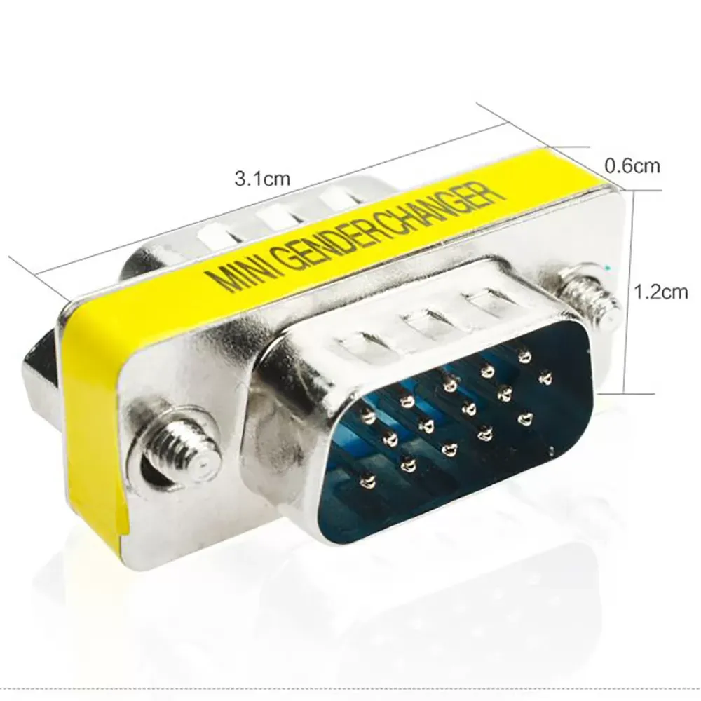 r 15 Pin VGA SVGA HD15 Gender Changer Coupler Adapter Converter Male to Male