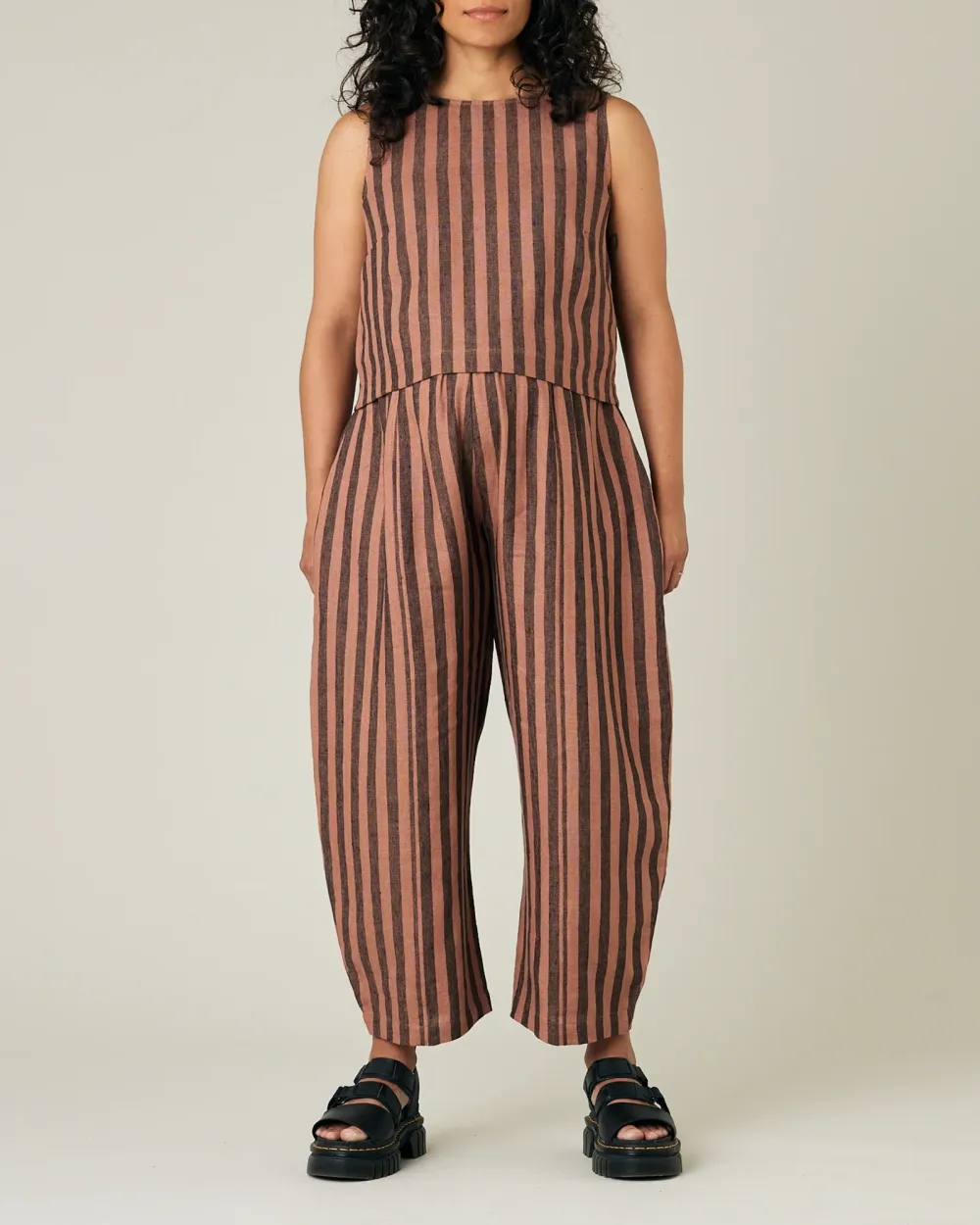 BISCUIT STRIPE LINEN TROUSERS