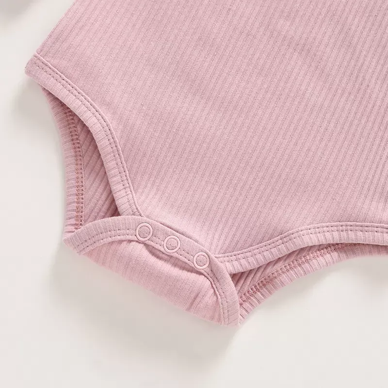 Newborn Baby Girl Boy Bodysuit Solid Color Crew Neck Jumpsuit Baby Girls Knit Cotton Long Sleeve Bodysuits Outfit Clothes 0-24M