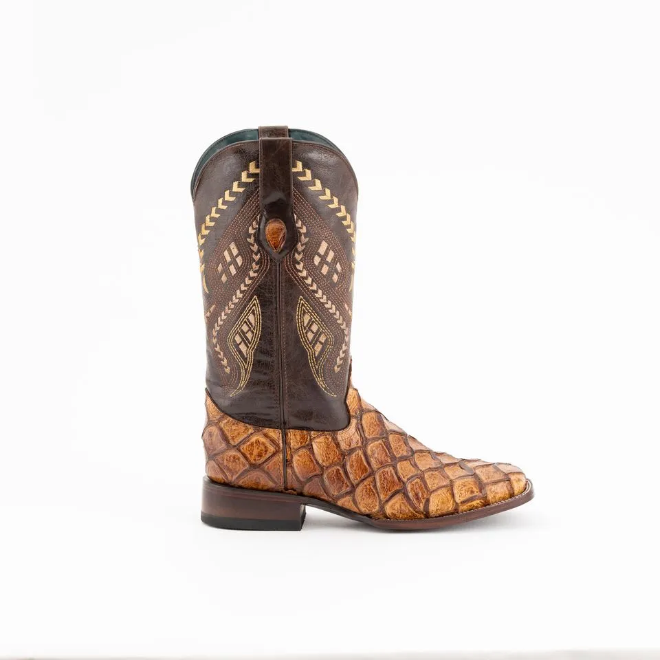 Men's  Bronco Pirarucu Print Boots Handcrafted Cigar