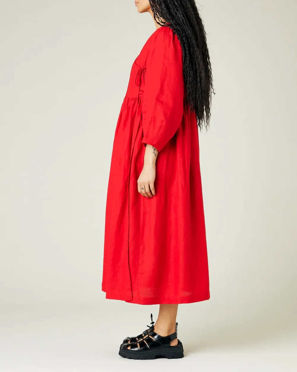 RED LINEN DRESS