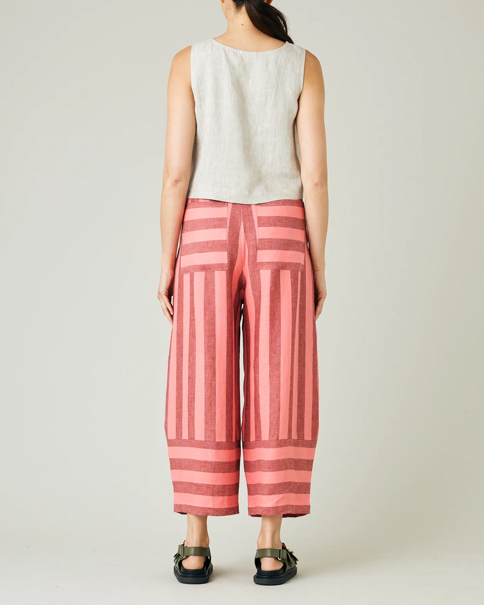 BOBBI BLUSH STRIPE LINEN TROUSERS