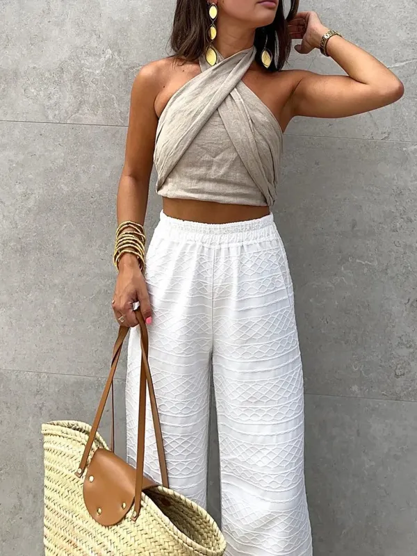 Cotton & Line Crisscross Halter Tank Top