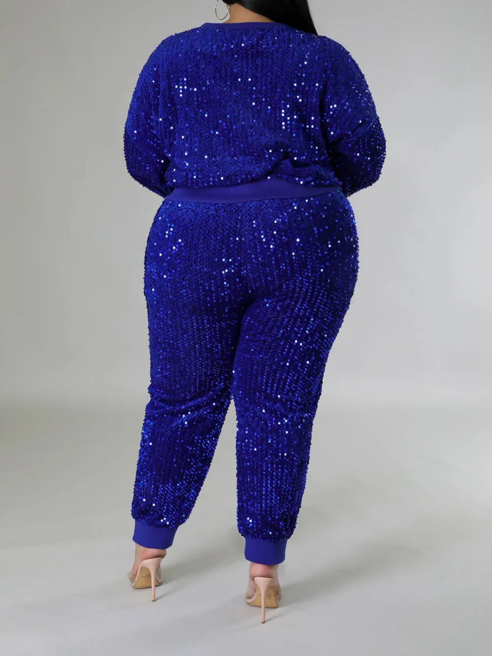 Plus Size Women'S Fashion Sequin Suit