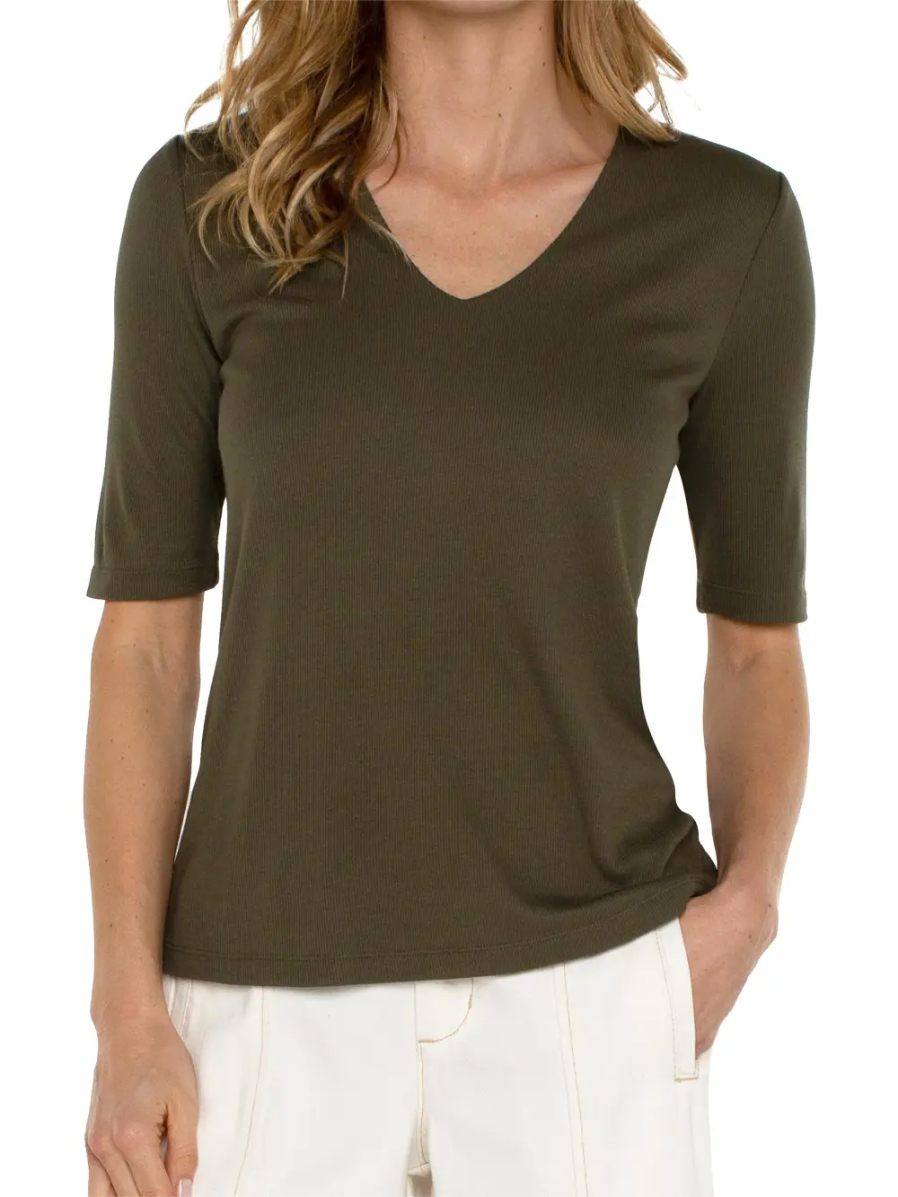 Double Layer V-Neck Rib Top