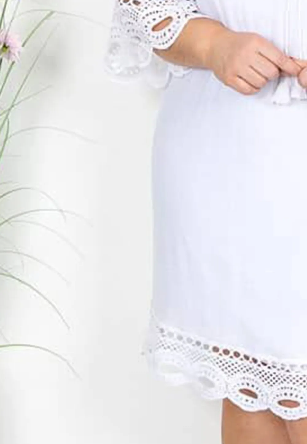 White Crochet Hem Dress