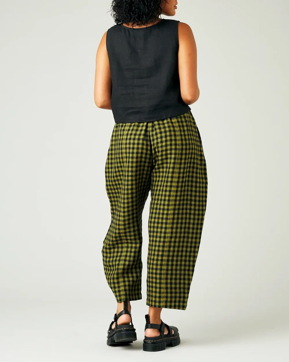 GREEN GINGHAM LINEN TROUSERS