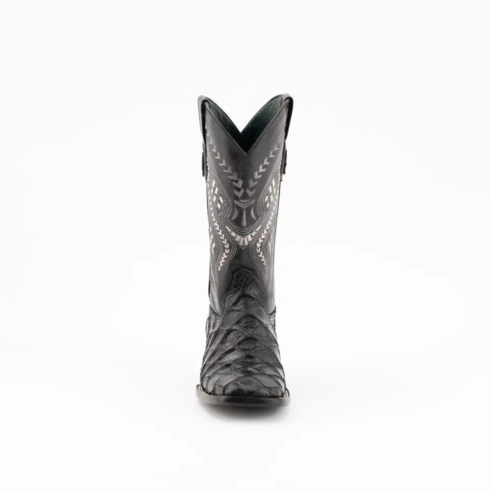 Men's  Bronco Pirarucu Print Boots Handcrafted Black