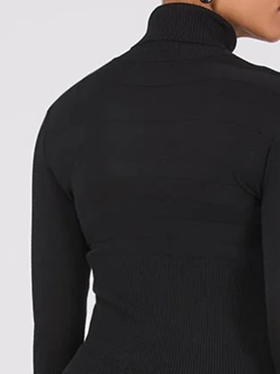 Contrasting Stitch Turtleneck Ribbed Sweater