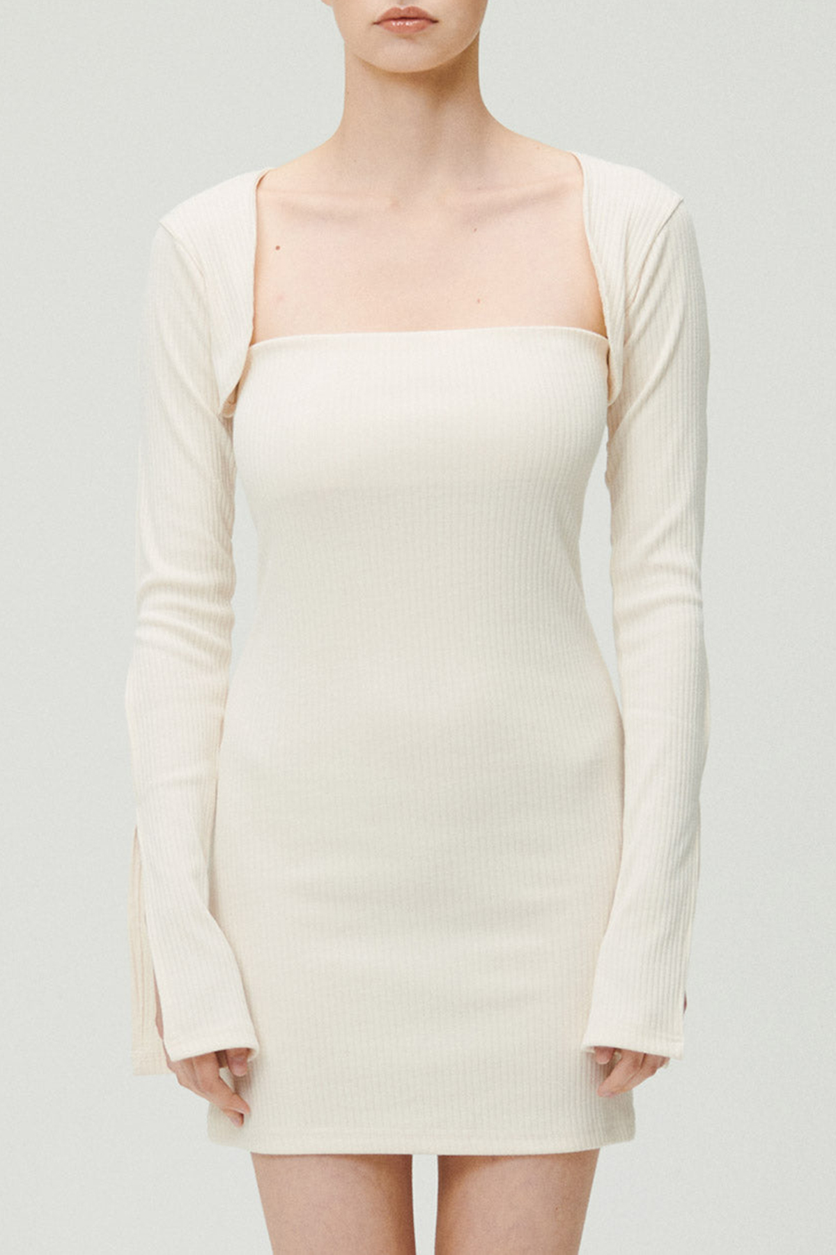 Ayn Square Neck Ribbed Dress