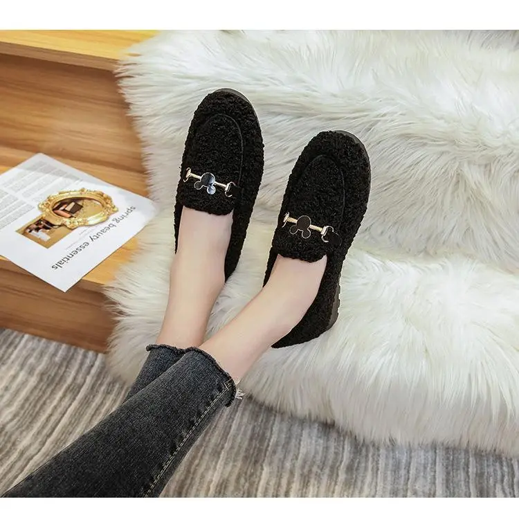 Cilool Furry Flats Loafers Fu64