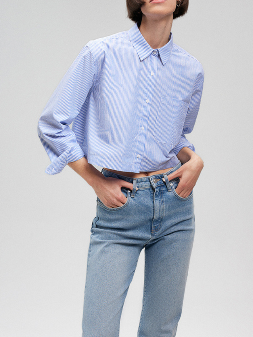 Cropped Button-Up Shirt