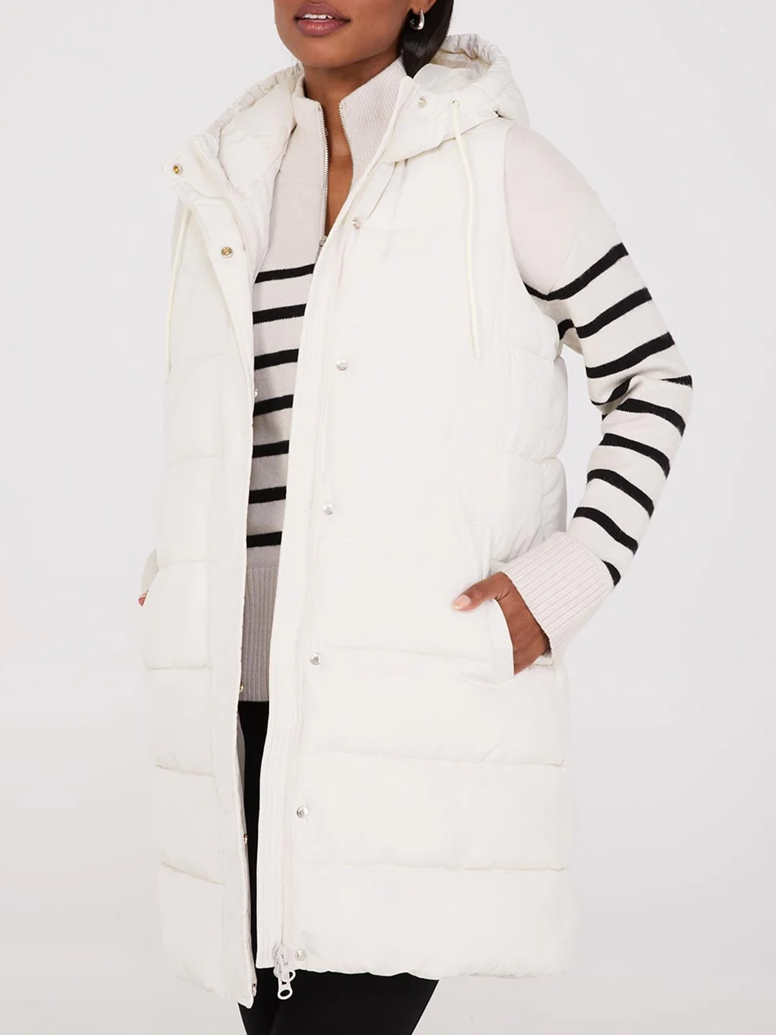 Long Hooded Puffer Vest