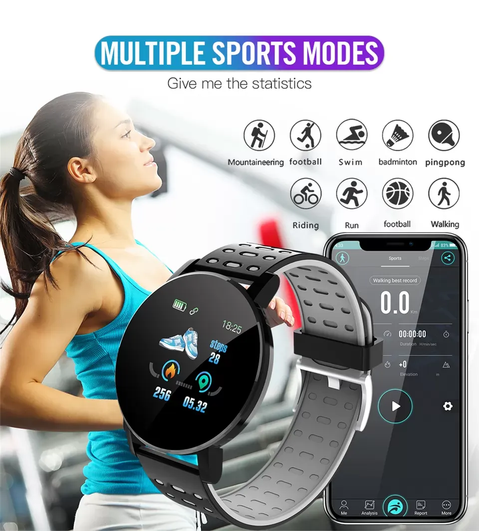 119 Plus Smart Watch Blood Pressure Smart watch Men Smart Band Sport Tracker Women Smartband smart bracelet For Android IOS