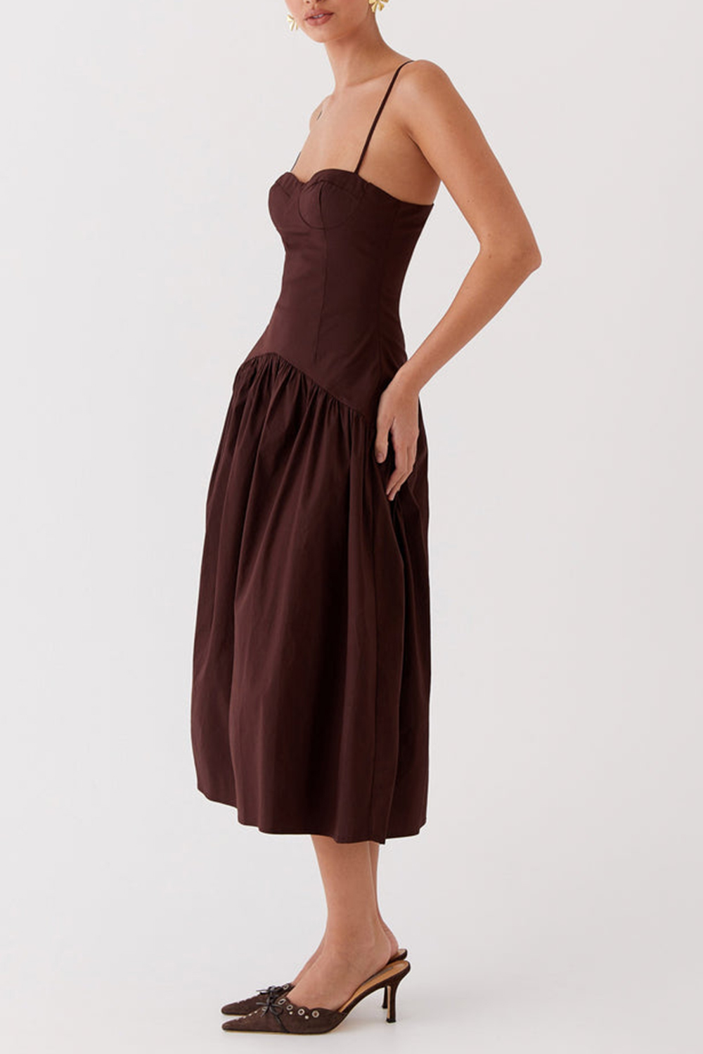 Yvette Corset Midi Dress - Chocolate