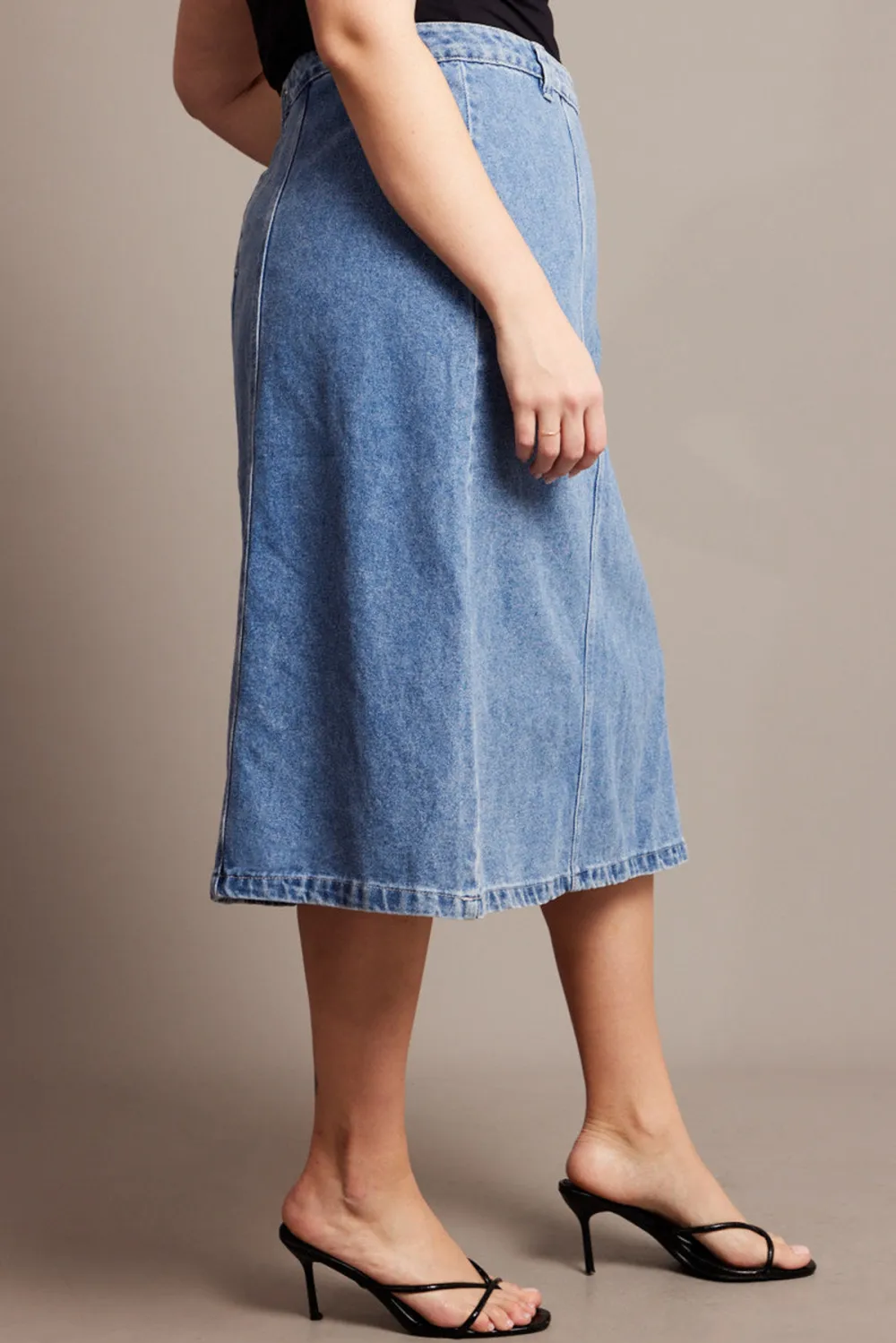 Denim Denim Midaxi Panel Skirt