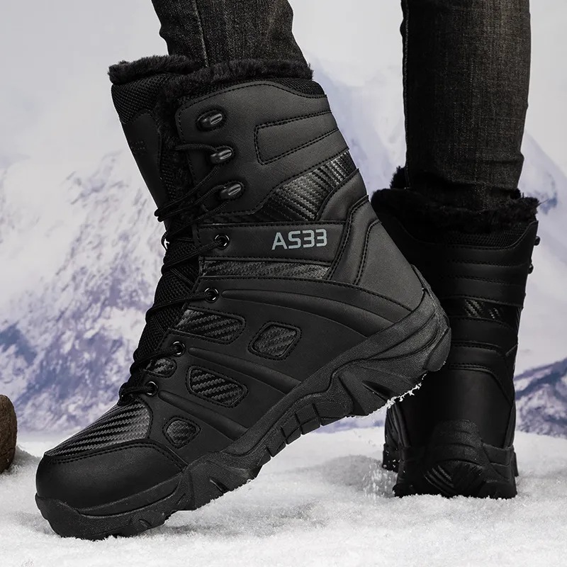 Men's Top Waterproof Anti-collision Warm Fleece Snow Combat Boots